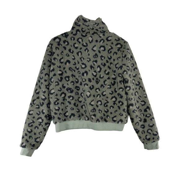 NWT Beyond Yoga Jacket Womens Gray Cheetah print Sherpa Zip Up Collared size M - Picture 6 of 6